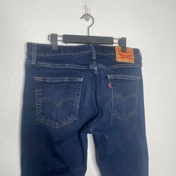 Levis 512 Mens Jeans Size 33 Skinny Leg Dark Wash Denim Blue Casual Wear 33x34